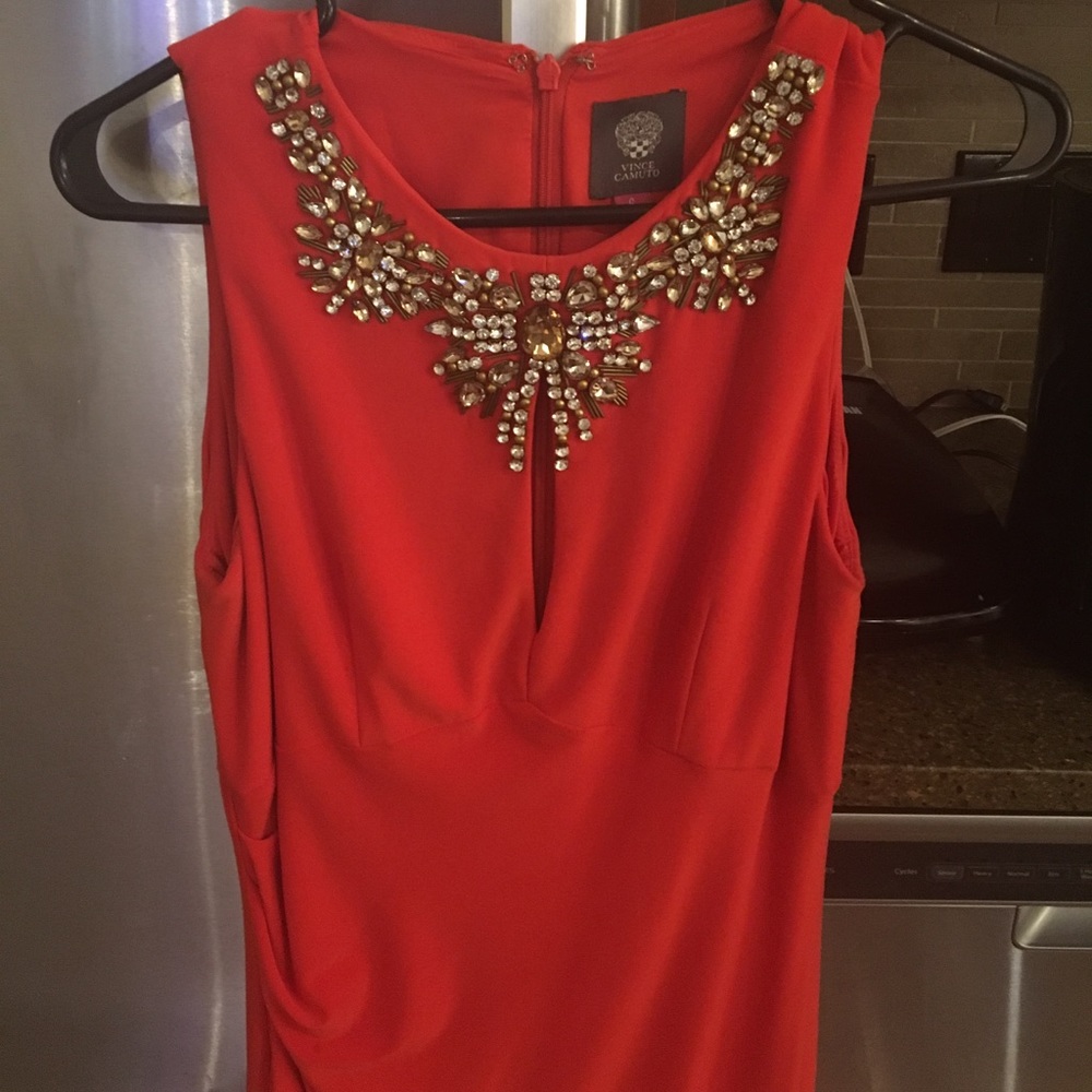 Vince Camuto Cap-Sleeve Rhinestone Sheath Dress